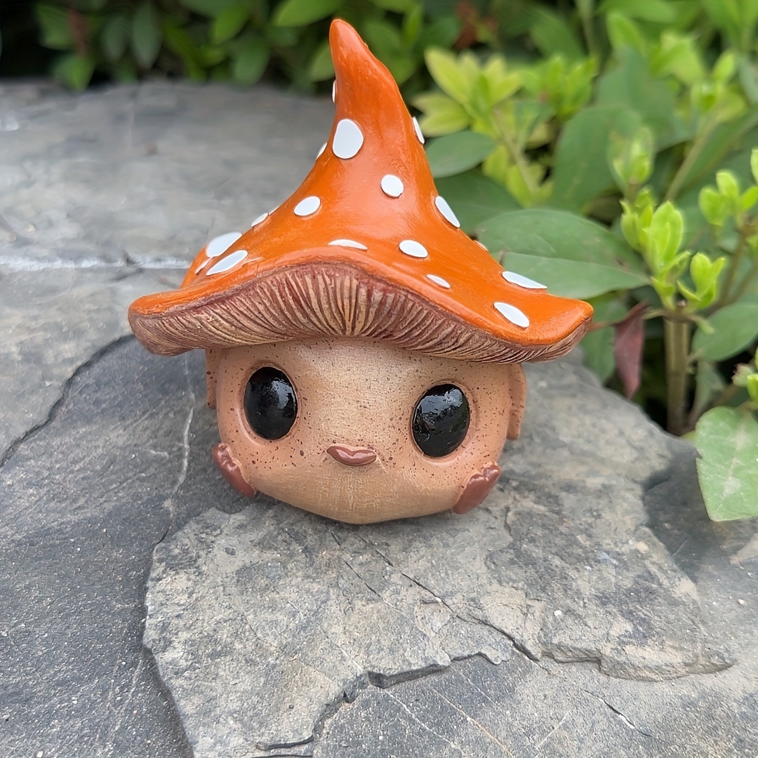 

Whimsical Alien Elf Mushroom Head With Big Eyes - Abs Resin Art & Craft Decor