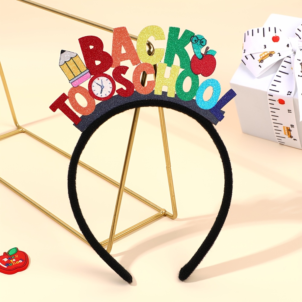 TEMU 1pc Back To School Letter Headband For, Glitter Pencil & Hair Hoop, Hairband, Additions For Homecoming