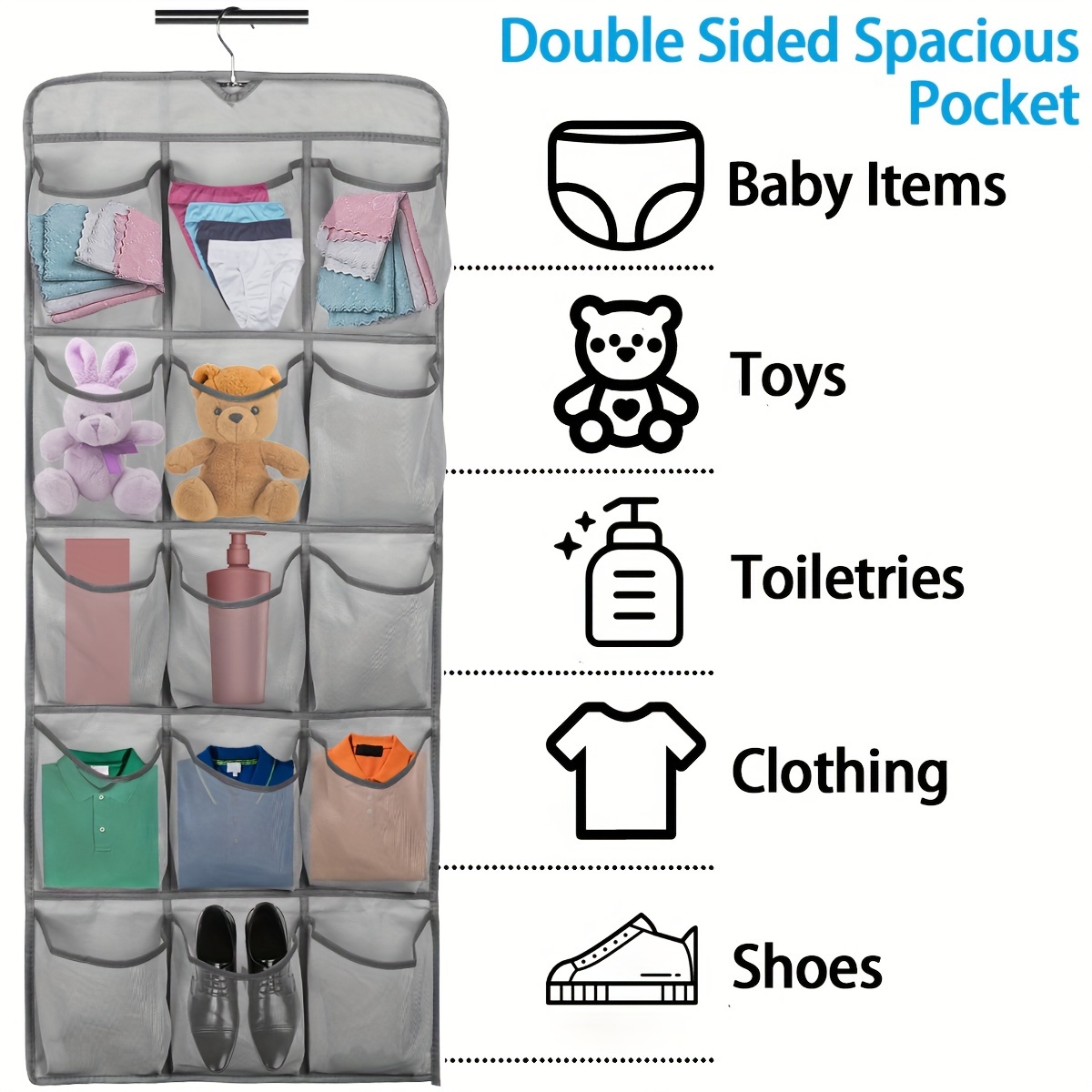 

Hanging Shoe Organizer 30 Large Pockets Double-side Hanging Closet Storage Shelves With Rotating Hanger Space Saving Hanging Shoe Storage Bag Portable Shoe Storage Rack Holder For Bedroom Laundry Room