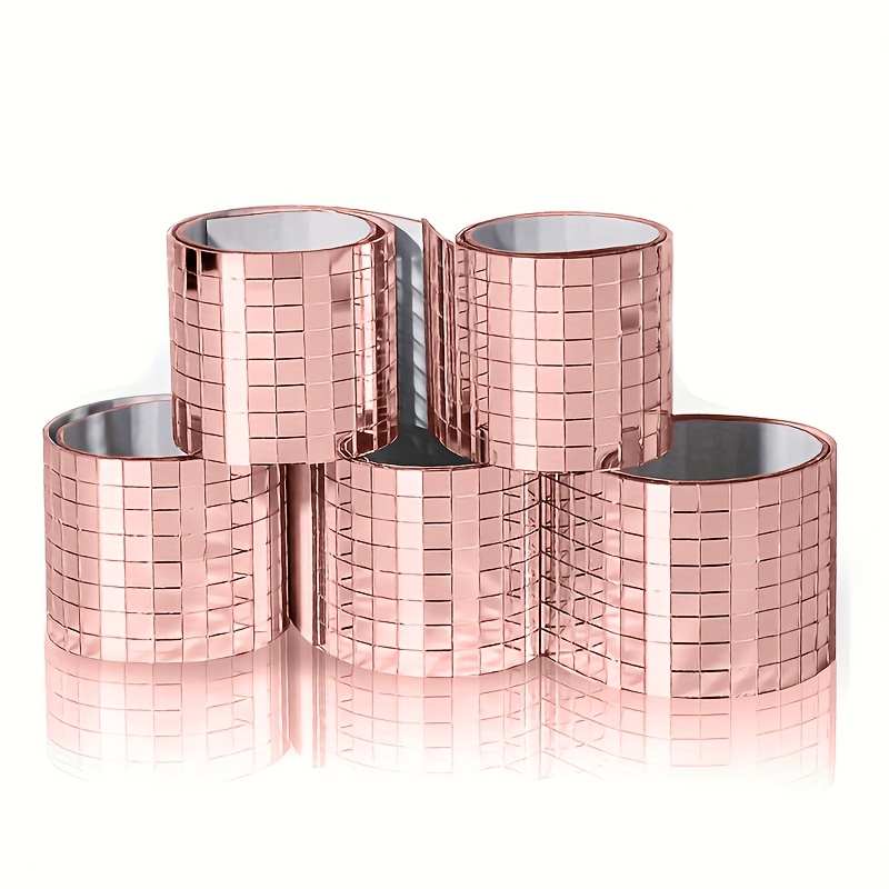 E-shop 5 Stück 30 cm/11,8 Zoll Glitzer Mosaik-Glasspiegel-Aufkleber, selbstklebend, DIY, luxuriöse Wanddekoration, (Golden/Silbrig/Roségold)
