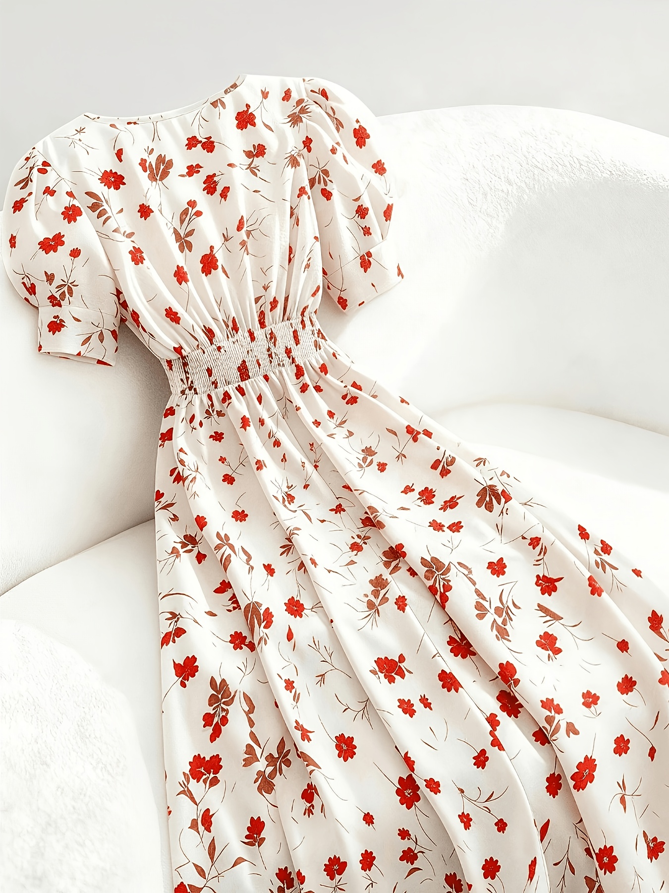 new look red ditsy floral dress New Look Dress Size 4 Ditsy Floral Mini Red Black Burgundy Stretch