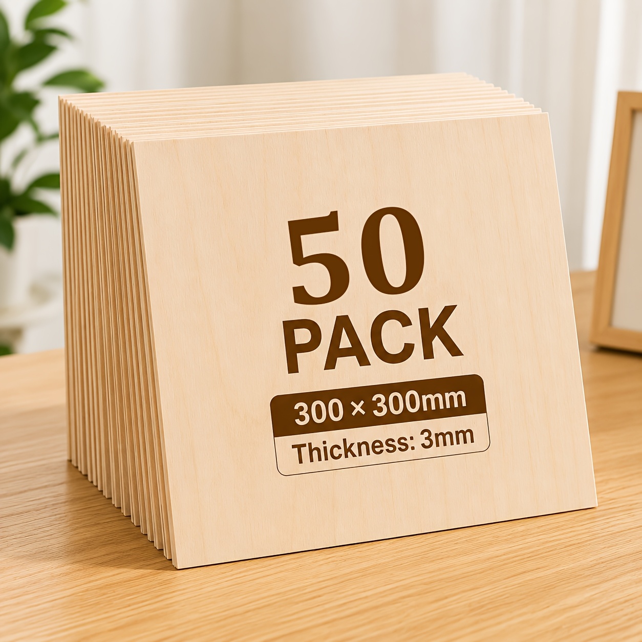 Image of 3mm 50 Pack Birch Plywood Sheets, 300 Mm Thin Natural Wood Blanks For Fretsaw Cutting, Laser Engraving, Cnc Routing And Openwork Pyrography Crafts