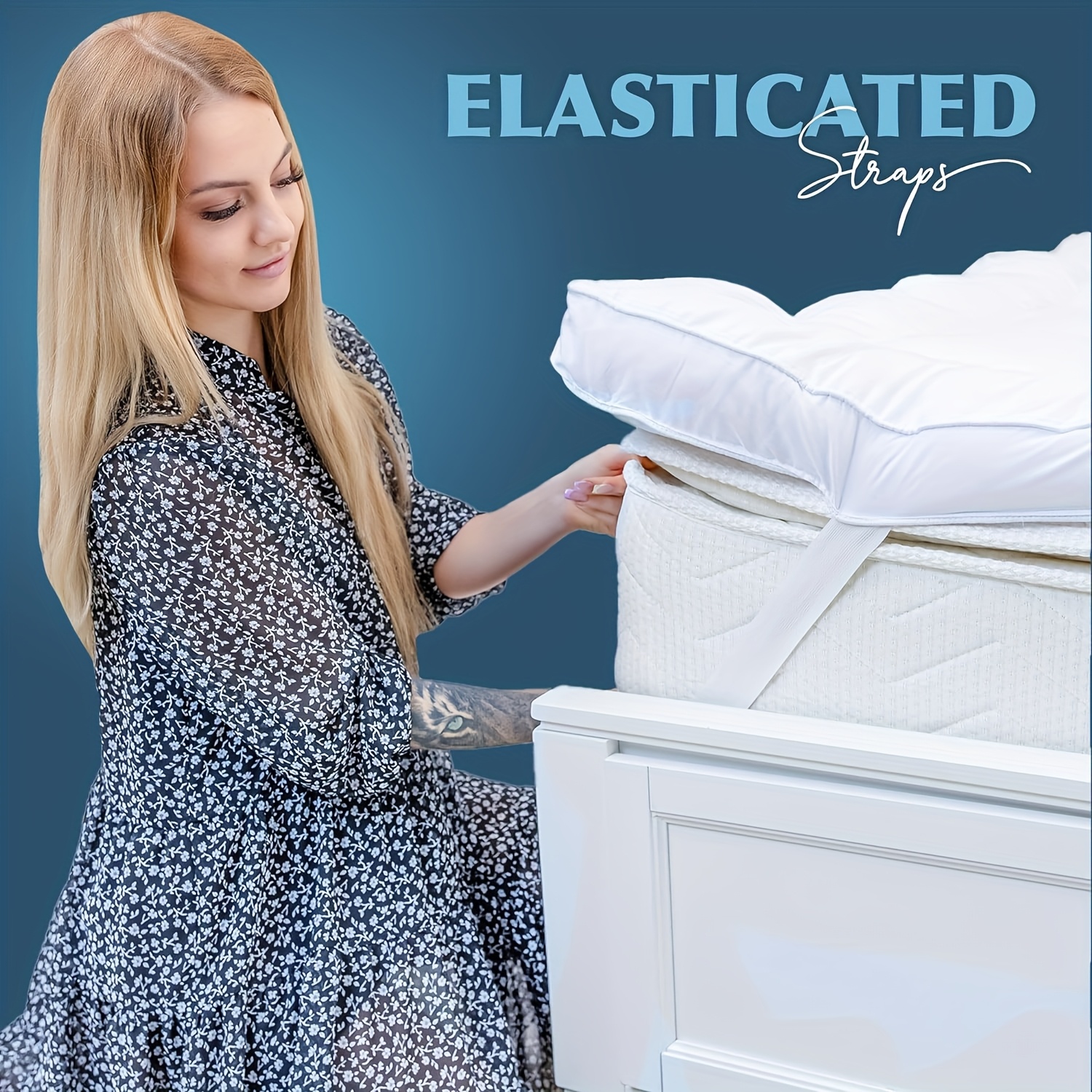 10cm Single/Double/King Size Mattress Protector - Hotel Quality Soft, Comfortable, Breathable, and Quilted Design, Microfiber Mattress Cover - Easy to Install with Shoulder Straps, Hypoallergenic, Washable
