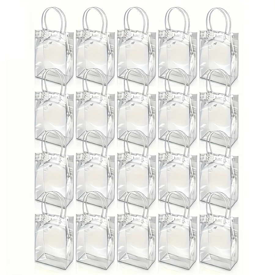 TEMU Gift For Her/him 20pcs Pack Clear Pvc Transparent Tote Bags - Reusable Suitable For Parties, Weddings, Birthdays, Crafts | Compact Clear Pvc