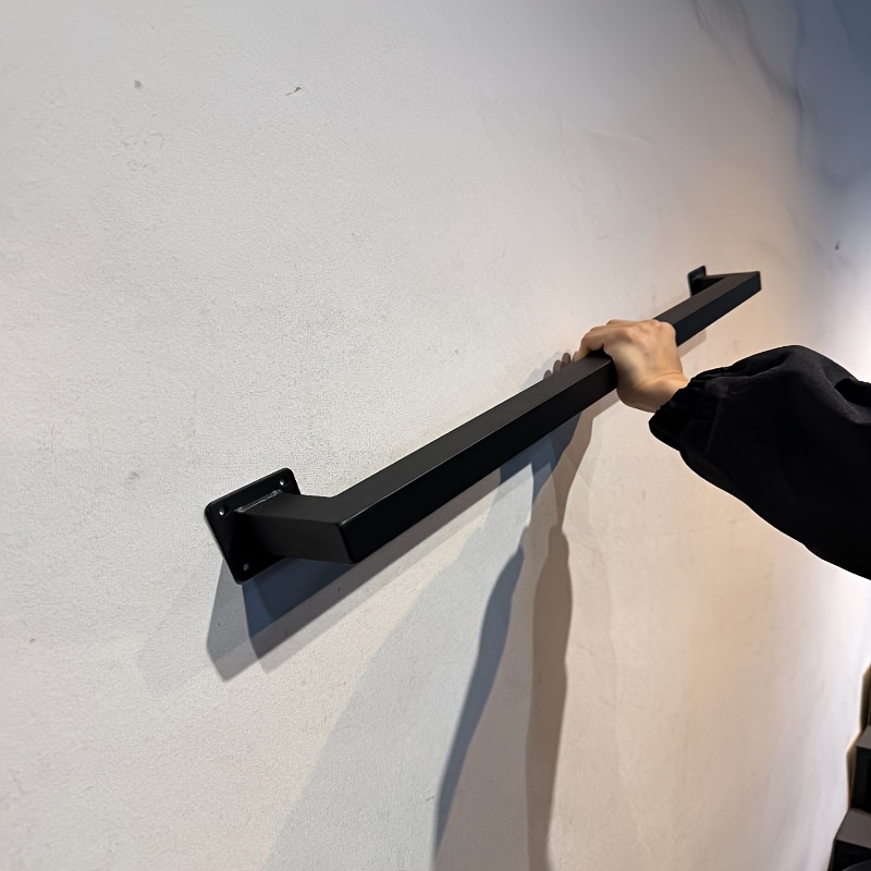 Minimalistinis modernus kaltinio geležies laiptų turėklas, neslystantis apsauginis turėklas, saugos rankena, skirta lauko ir vidaus pramoninėms vamzdžiams, 2-3-4 fiksuotų taškų ilga saugos rankena, prie sienos montuojama rankena, juoda, saugos turėklas pagyvenusiems žmonėms ir vaikams
