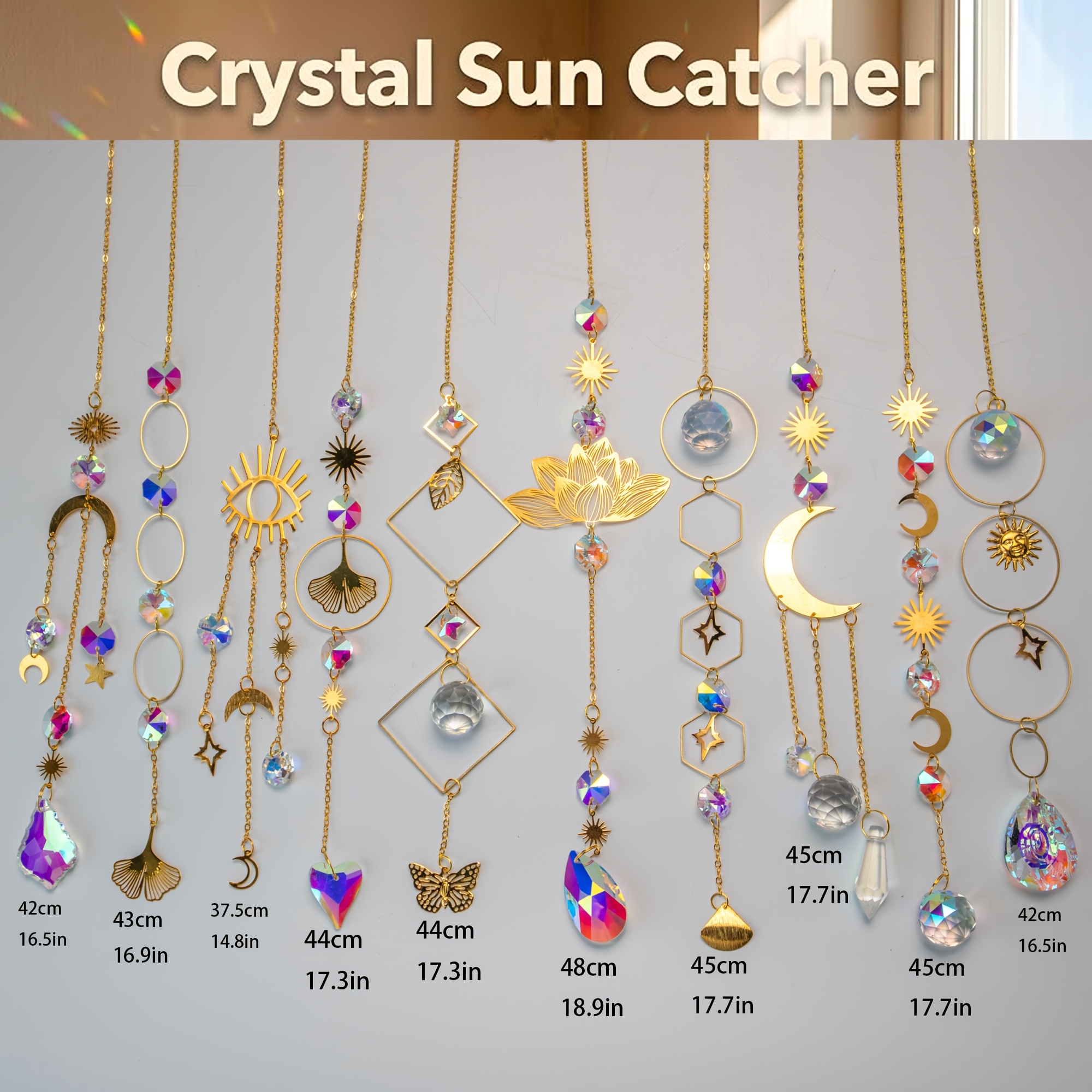 Image of Sun Catchers, 10pcs Crystal Suncatcher Prism Hanging Kit With Chain Crystals Balls Pendants Ornaments For Indoor Window Outdoor Garden Backyard Patio Car Mirror Christmas Tree Decor