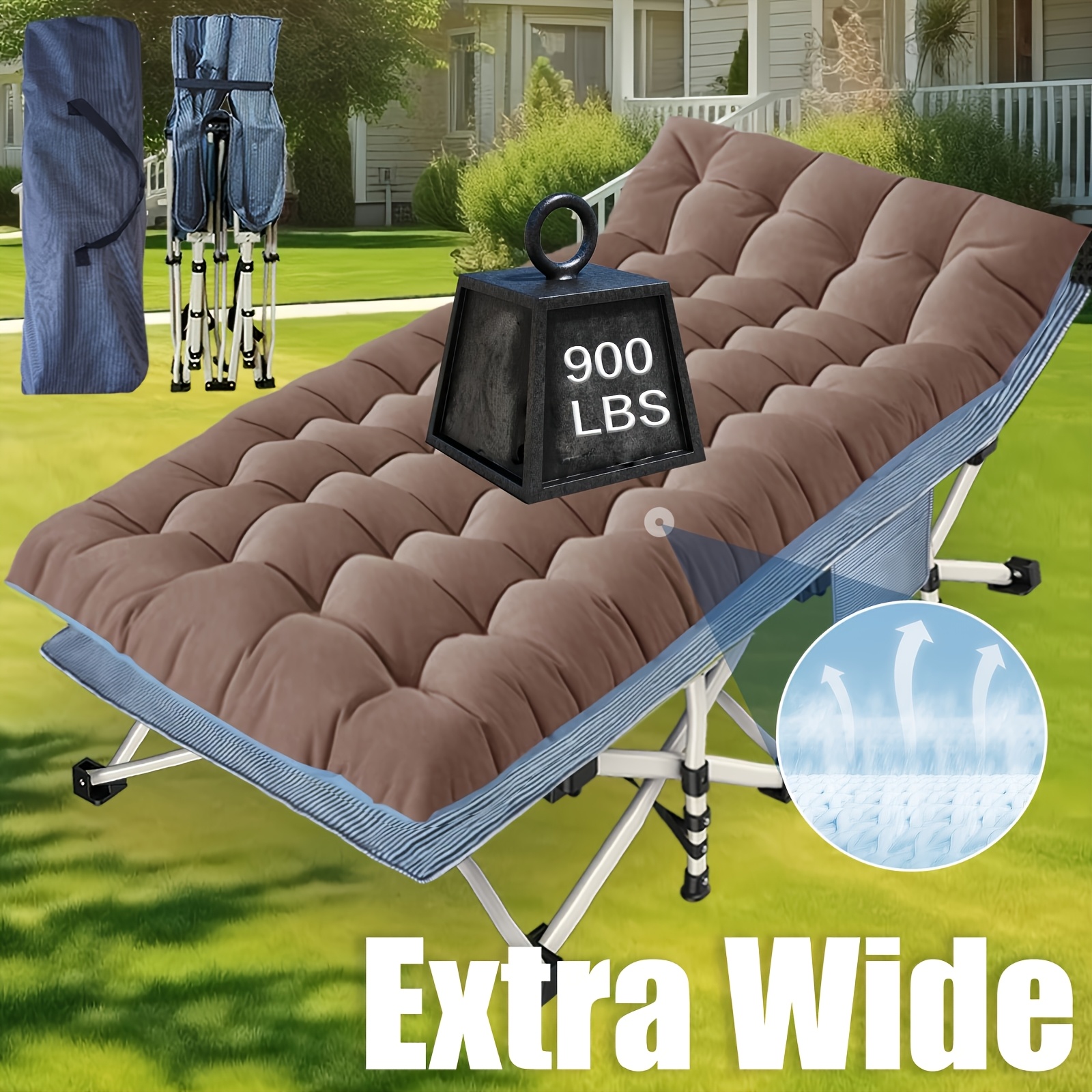 Temu – TEMU 27/32 Inches Width Camping Cot Camping Gear And Equipment Oversized Sleeping Cot Xxl Folding Cot Camping Bed Comfortable Mattress Portable Guest