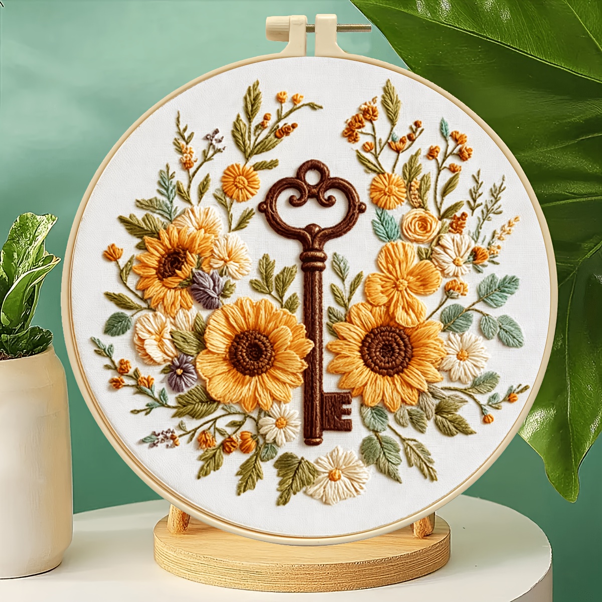 Embroidery Kit, Secret Key in the Flower Bush
