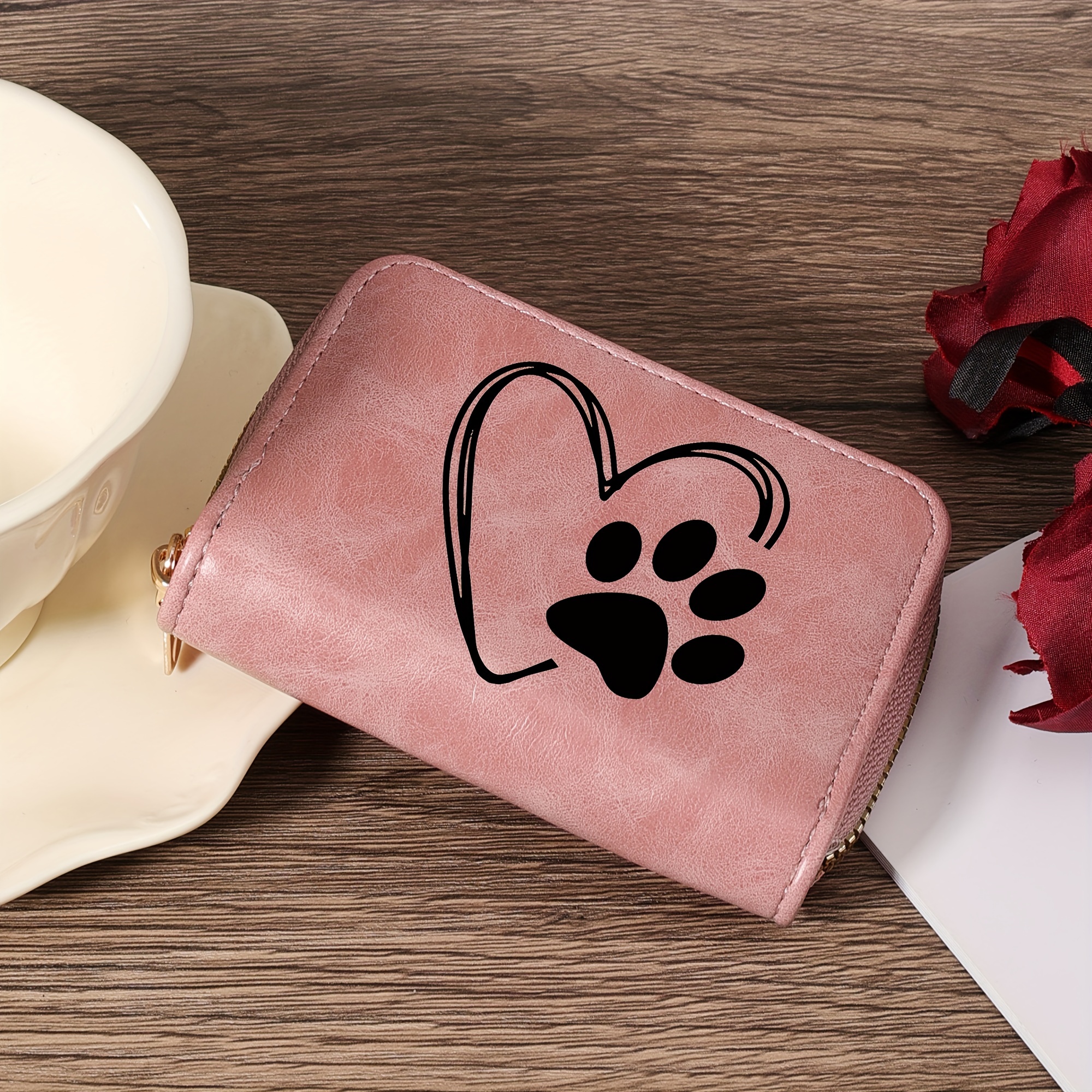 New Adorable Love Animal Claw Design Short Wallet Handbag With Zipper, Fashionable , Women's Credit Card Storage Bag