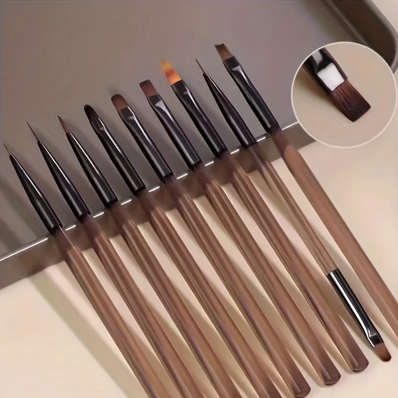 9pcs Nail Art Brushes Set Gel Polish Nail Art Design Pen Painting Tools With Nail Extension Gel Brush Builder Nail Gel Brush Nail Art Liner Brush And Nail Dotting Pen Manicure