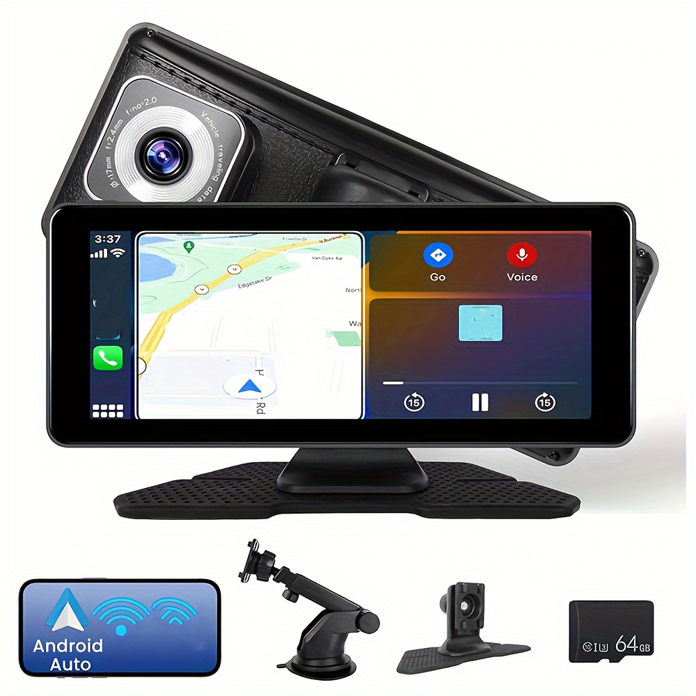 2+64 GB Android 13 Doble Din Estéreo Inalámbrico Apple Carplay Android Auto  9 Pulgadas Bluetooth Pantalla Táctil Radio de Coche en Dash Navegación GPS
