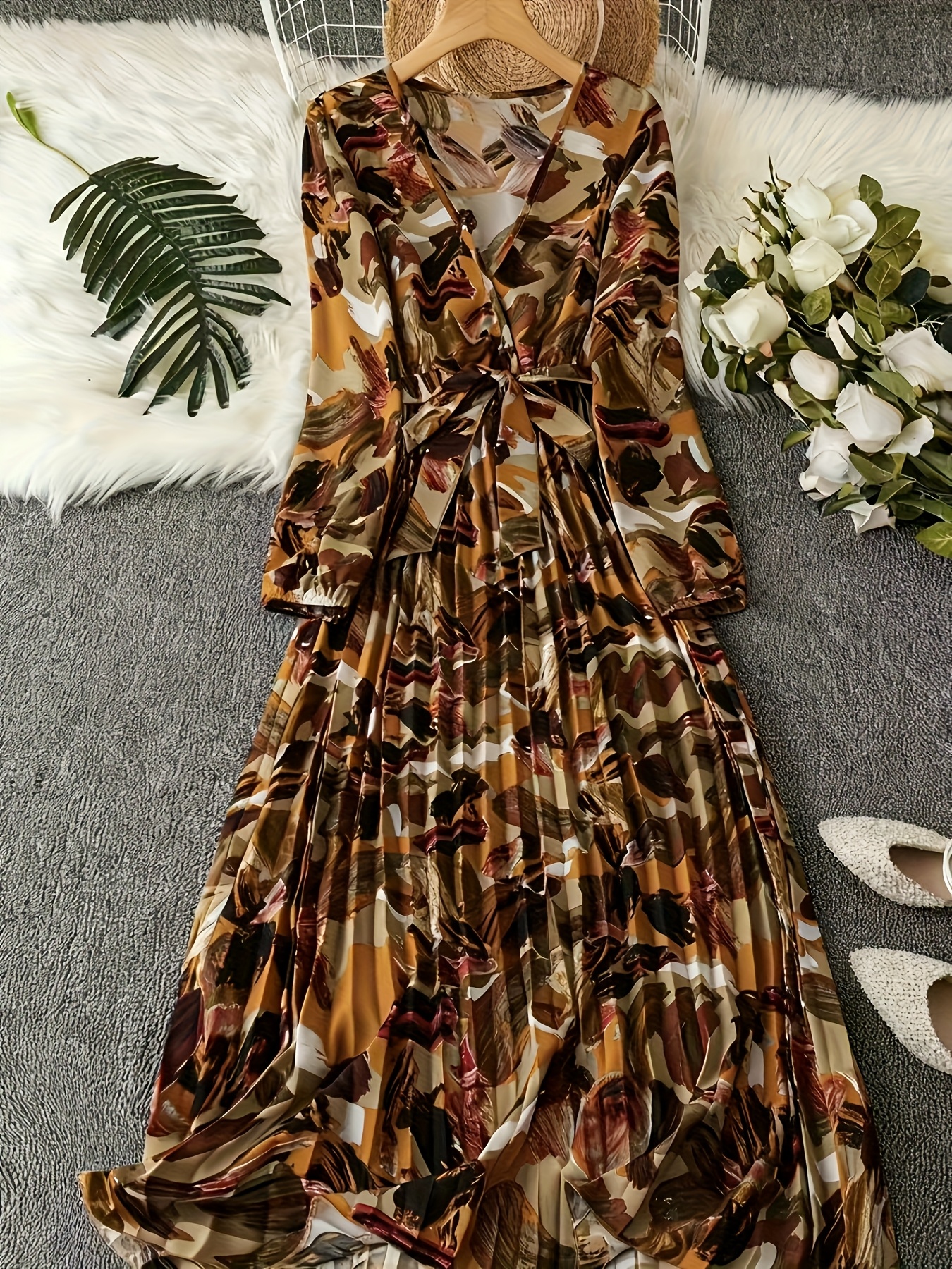 long sleeve floral wrap dress Daphne Long Sleeve Maxi Dress in Sage/Pink/Ivory Floral
