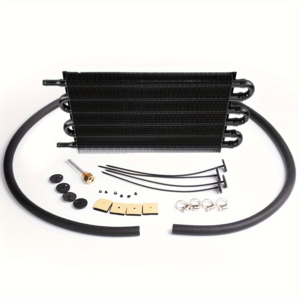 TEMU 6 Row An6 Radiator Remote Aluminum Transmission Engine Oil Cooler + Hose/mounting Kit