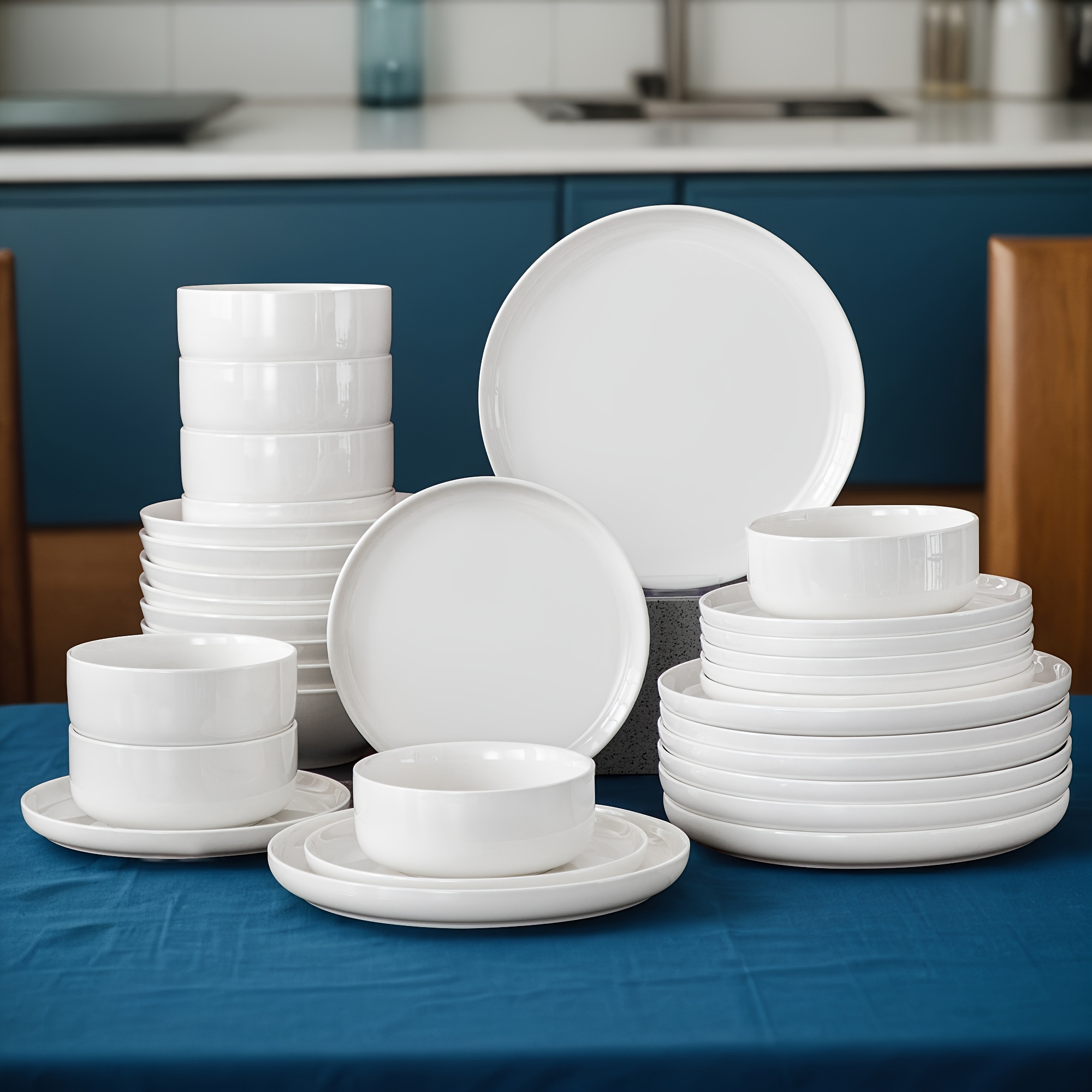 16pcs Dinner Set White Porcelain Tableware Plate Bowl Set Dinner Plate Dessert Plate Cereal Bowl Service For 4
