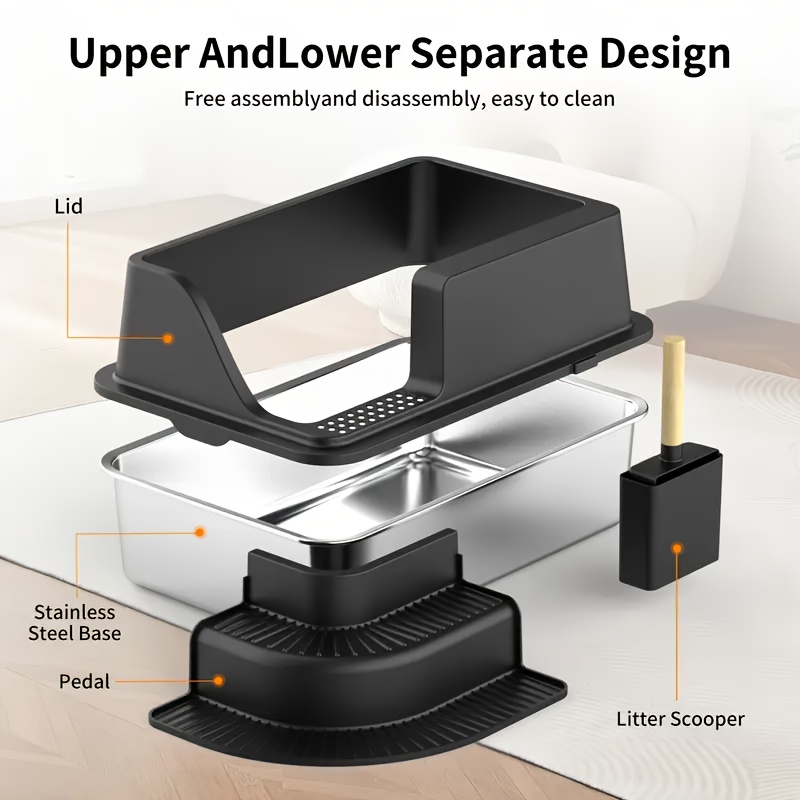 large capacity stainless steel cat litter box open corner Temu