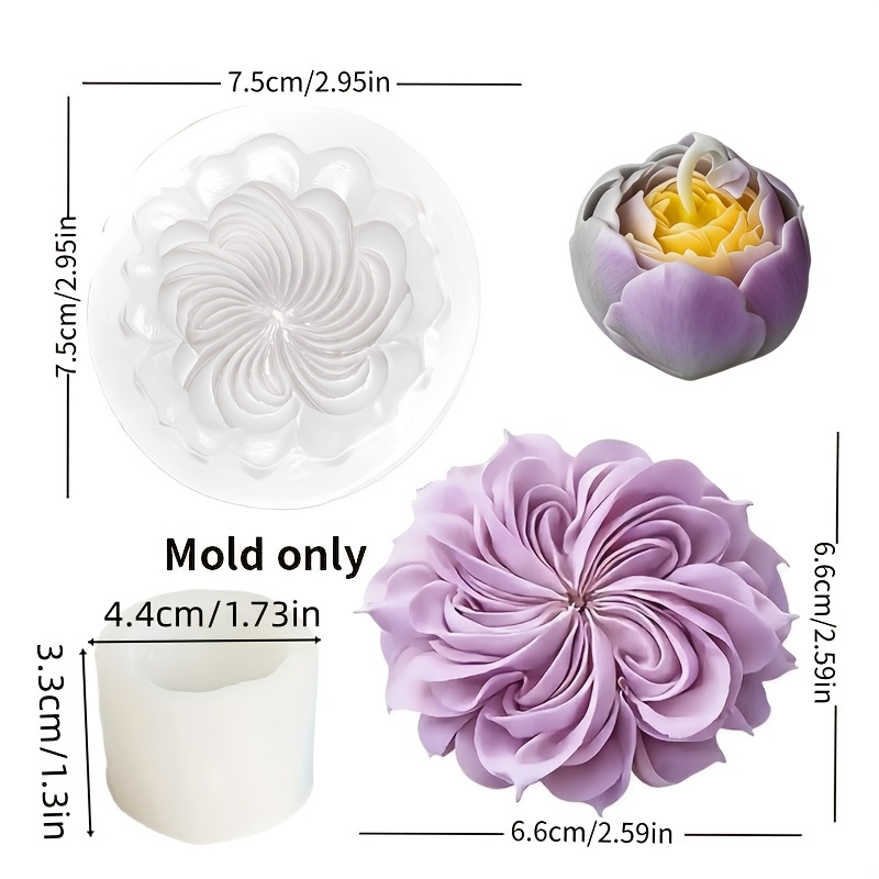 TEMU 2pcs Non-slip Silicone Clay Mold Suitable For Resin/candle/plaster Crafts - Dahlia & Bud Flower Molds With , Wedding Decorations, Handmade