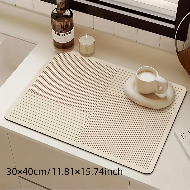 TEMU 1pc Geometric Bohemian Style Themed Pattern Abstract Coffee Mat, Tableware Drying Mat, Table Mat, Desktop Pad, Suitable For Coffee Machines And