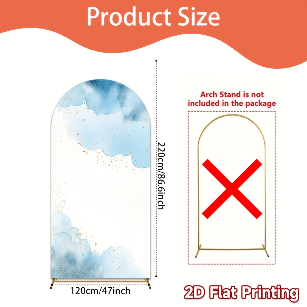TEMU 2d Flat, 2d Flat - 2d Flat, 2d Flat - 1pc, 2d Flat Banner With A Gentle Misty Watercolor Design, Arch Backdrop Covers For Weddings, First
