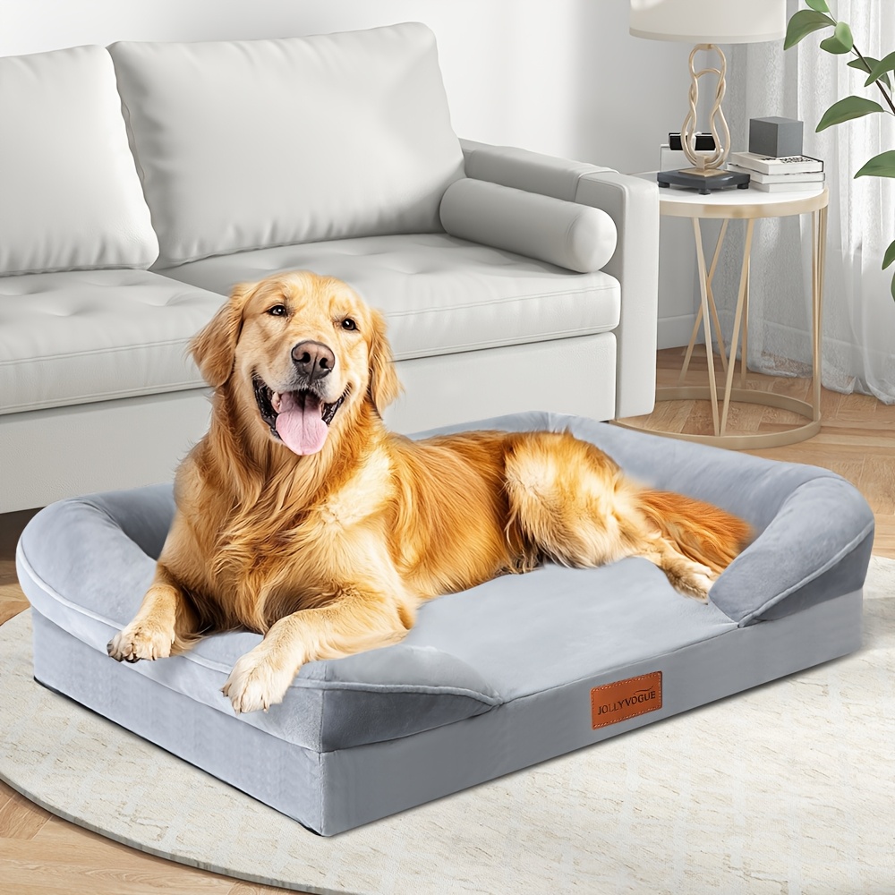 

Extra Large Dog Bed - Xl Washable Flannel Sofa Couch With Supportive Foam, Removable Cover & Non-slip Bottom For Medium To Large Breeds - Grey