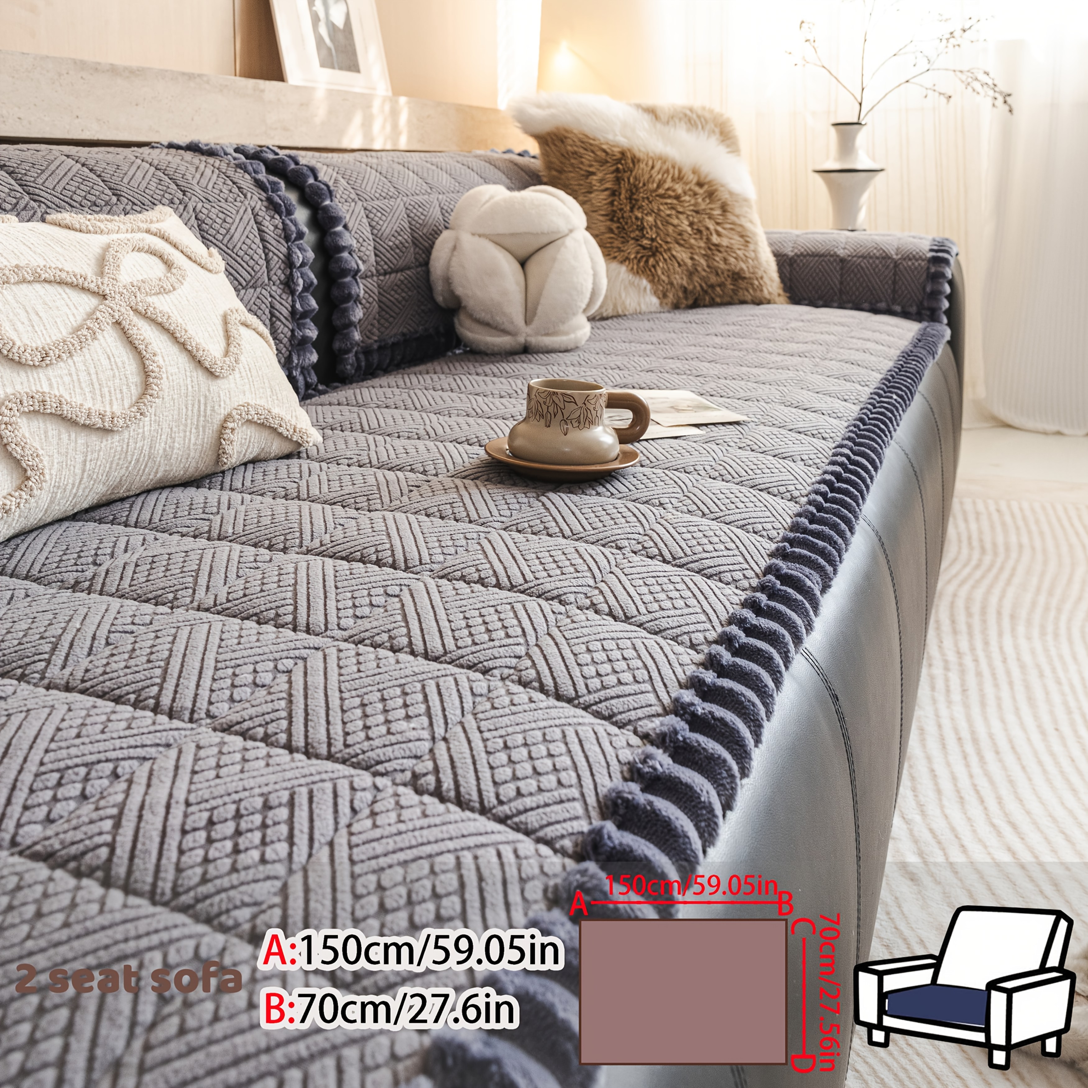 TEMU 1pc Of Sofa Cushion, Suitable For Bedroom, Office, Living Room, Lounge, And Study. Soft, Comfortable, And Stylish Sofa Pad Washable And Machine