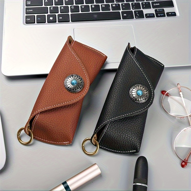 snap glasses bag with clip boho fashion sunglasses   box cover portable eyeglasses case holder details 4