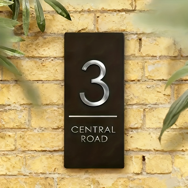 TEMU Placa de Dirección con Números Cortados con Láser - Letrero de Número de Resistente y con Decorativas, Numerado del 1 al 9, Placa de Puerta de