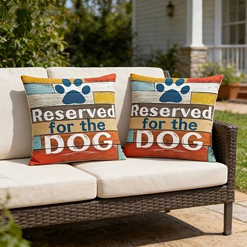2pcs dog lover decorative throw pillows reserved for the dog paw print striped design zipper closure machine washable friendly cushions for dog bed sofa living room deco double sided printed pillowcases