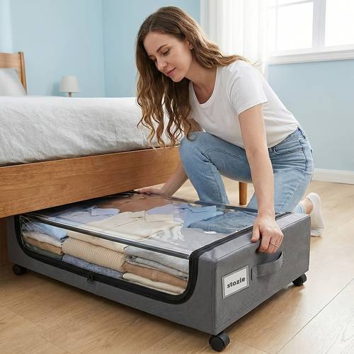 xxl 15 85 gallon rolling metal drawer with wheels under bed storage box transparent bed storage box household clothes bedding sorting box large capacity flat storage artifact multi compartment design suitable for clothes