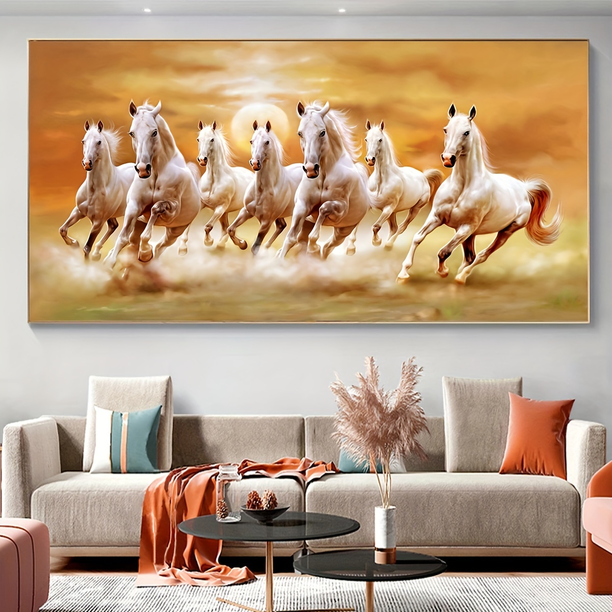 

1pc Unframed Canvas Poster, Modern Art, White Horse Poster, Ideal Gift For Bedroom Living Room Corridor, Wall Art, Wall Decor, Winter Decor, Room Decoration