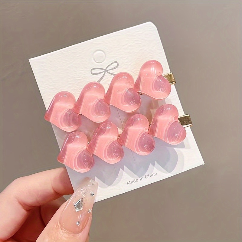 

2pc Pink Acrylic Heart Hair Clips - Cute And Charming, Perfect For Adding A Touch Of Whimsy To Your Hair Accessories