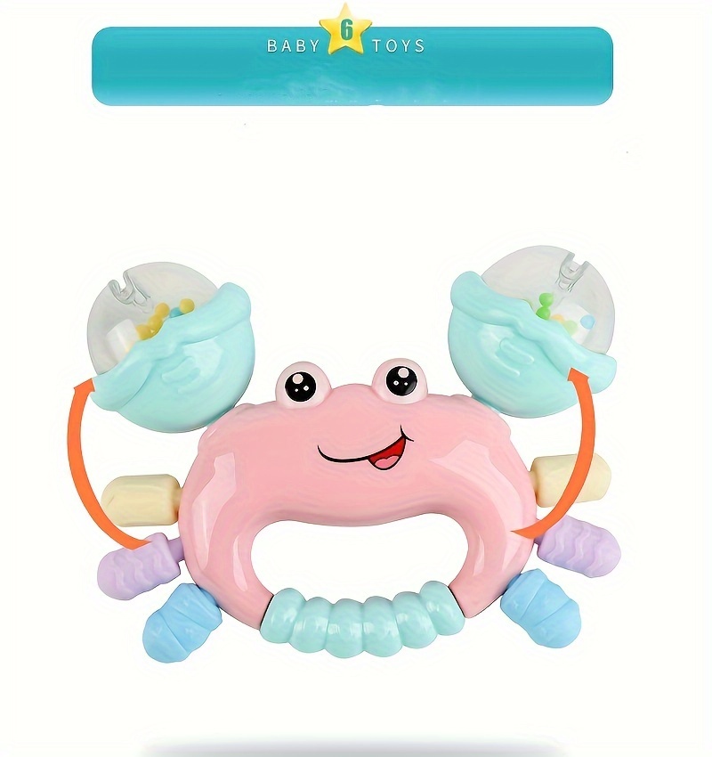 1pc Baby Crab Rattle Toy - ABS Material, Handheld Crab Shaped Teether for Infants, Early Education Grip & Smart Toy for Newborn Boys and Girls, Random Color