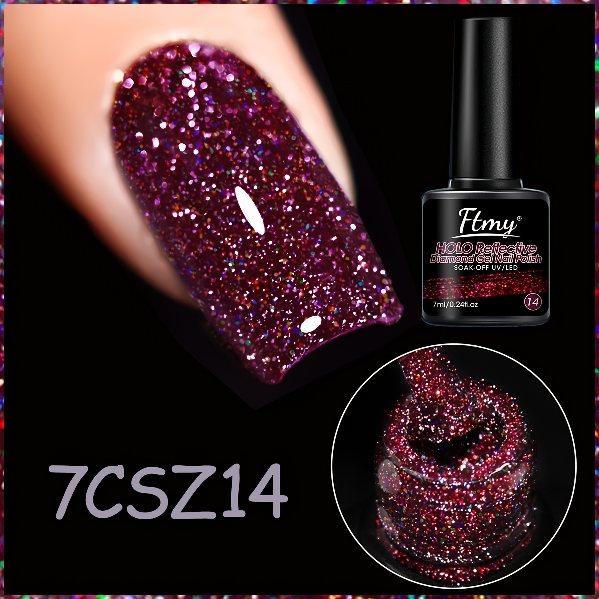 Image of Ftmy Single-piece Multicolor Sparkling Gel Gel Nail Polish - Long-lasting And Durable, 0.24oz/led Soak-off, Hypoallergenic, , Alcohol-free - Suitable For Diy And Daily Use