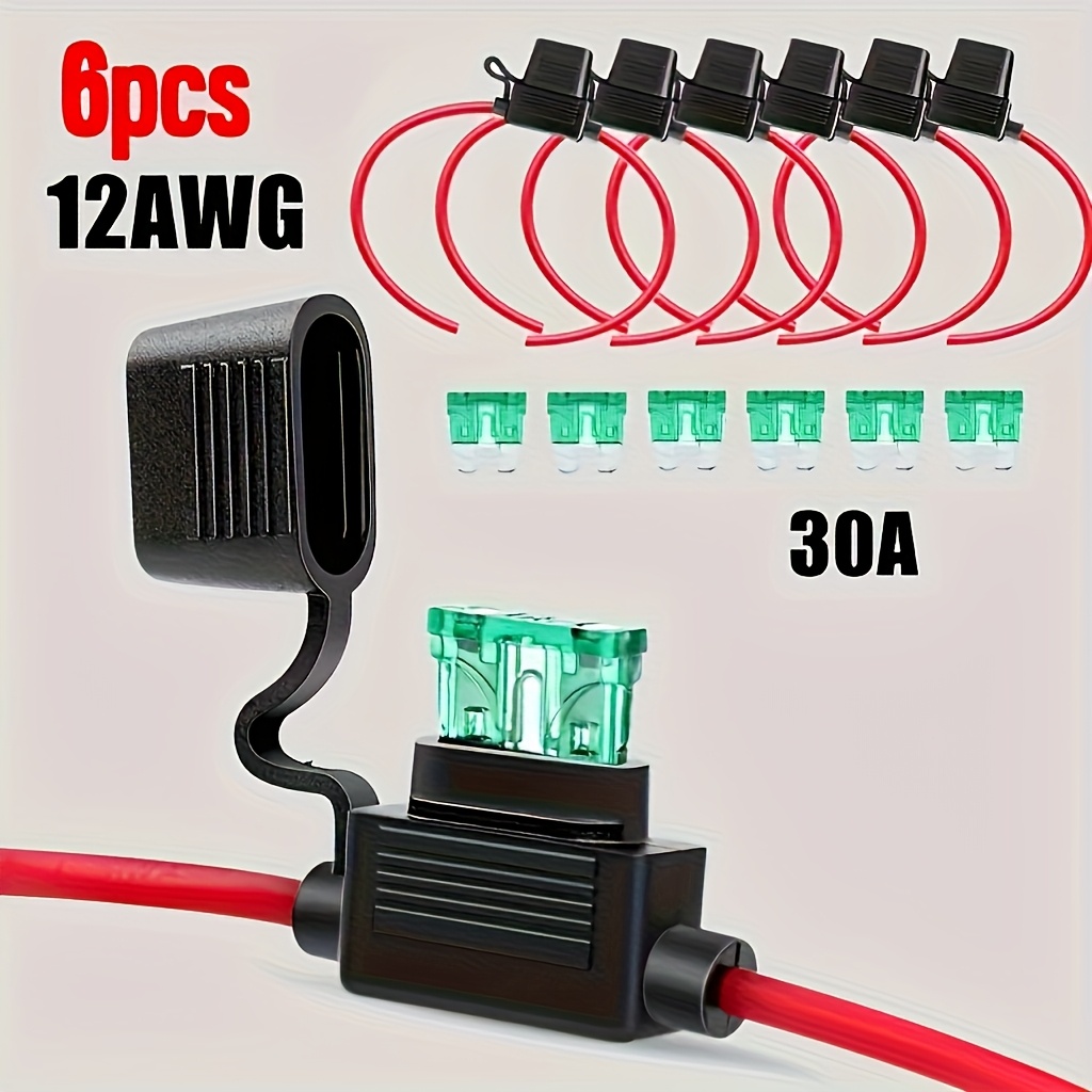 Temu – TEMU 6pcs Automotive Fuse Holders – 12awg, Atc/ato, 30a Blade Type For Standard Wiring Harnesses