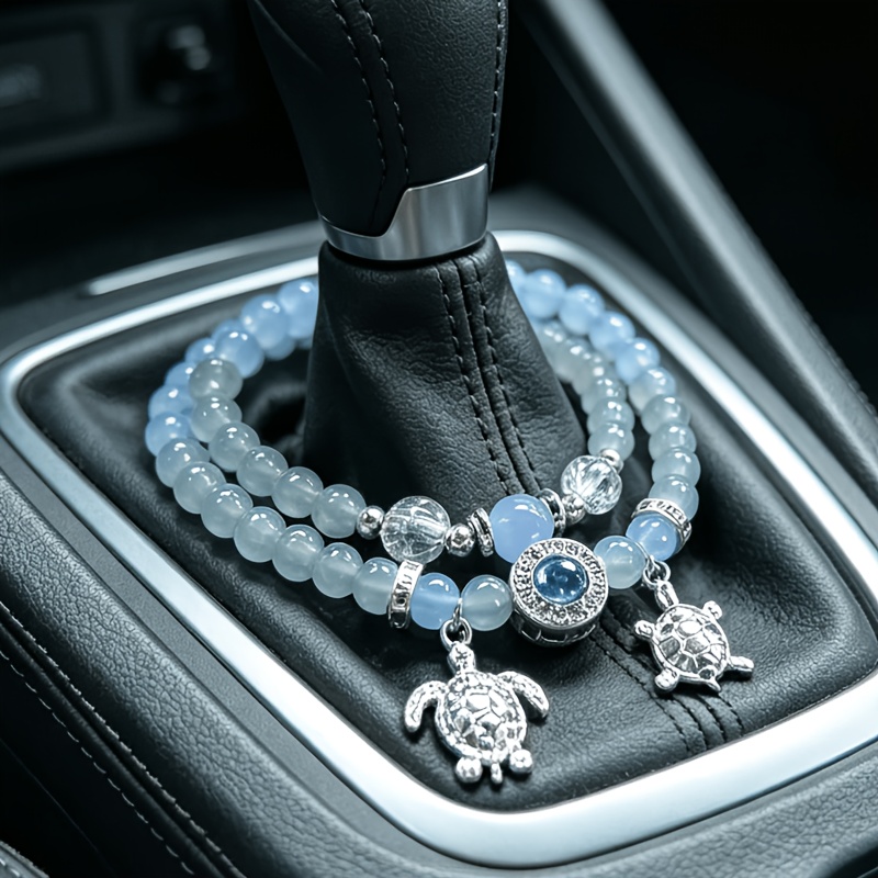 TEMU Universele luxe autohanger met kristalkralen, hangende voor achteruitkijkspiegel, versnellingspookknopdecoratie, auto-interieuraccessoire