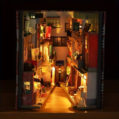 ancient town architectural assembly model handmade kit for collection office ornament decoration birthday gift halloween christmas valentines day friends gift etc tool kit included battery and not included