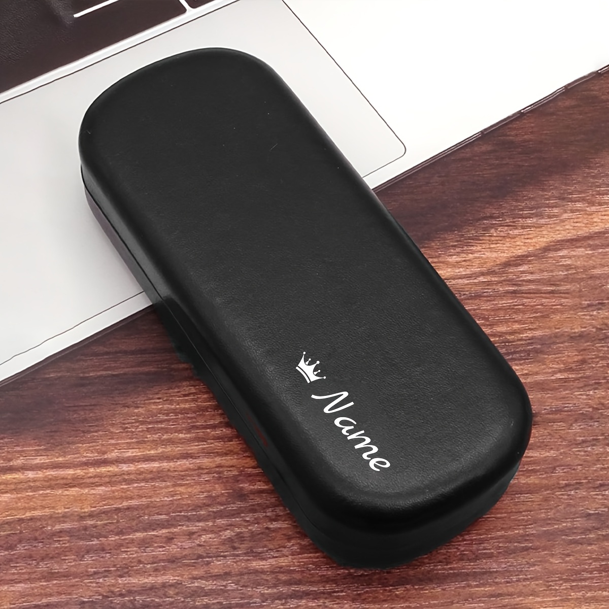 TEMU Personalized Custom Pu Eyeglass Case Suitable For - Custom Name/text Hard Shell Glasses Holder With Your Own Text, For Reading Glasses, Fashion
