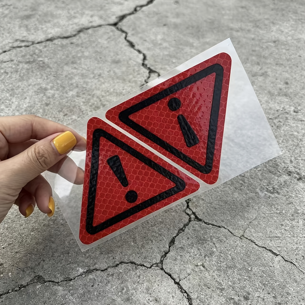 Image of 2 Triangle Safety Stickers; Diamond And - Colorful, For Motorcycles, Cars, Bicycles - High Sticker; Helmet Sticker, Vehicle Visibility, Sign Style