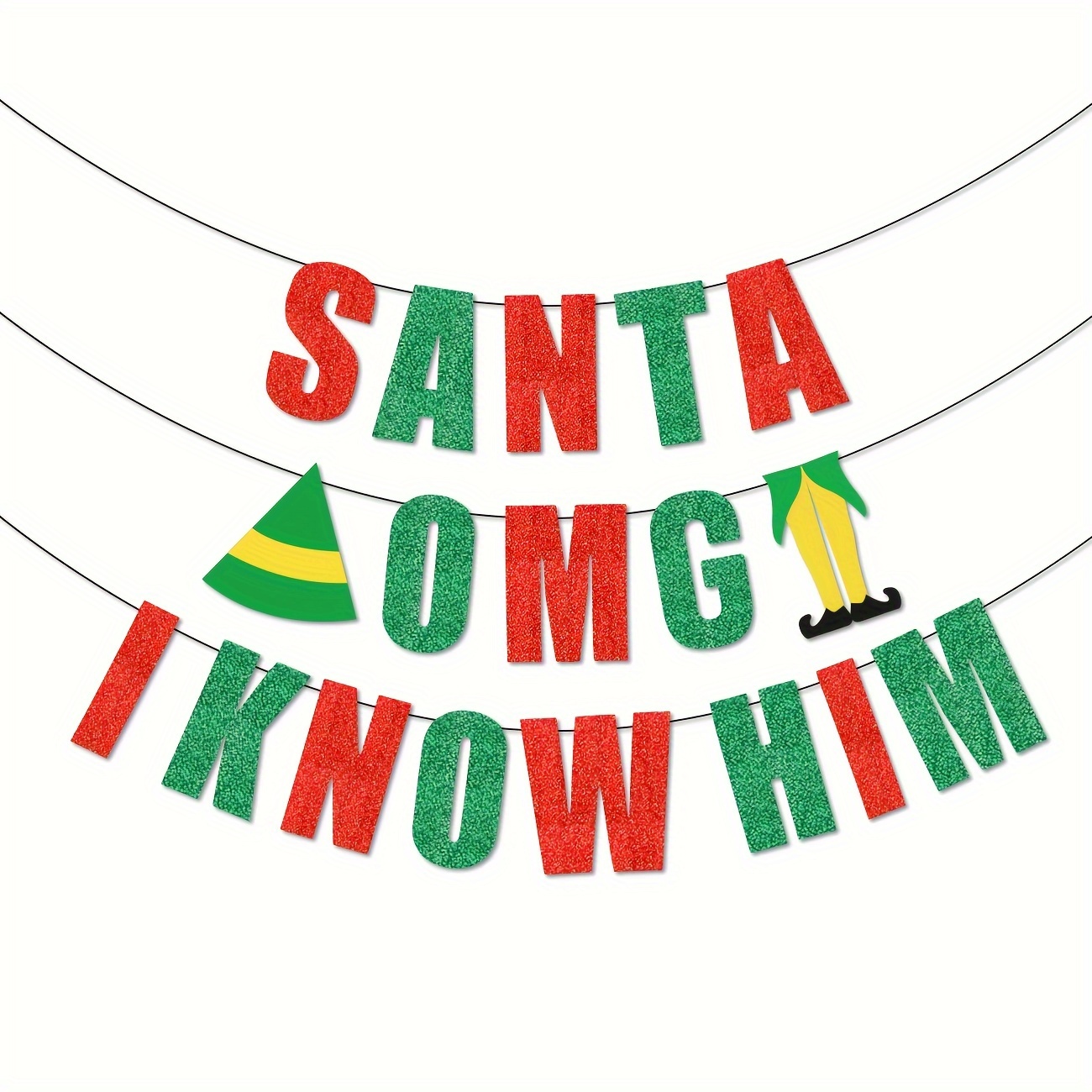 

[top-] - Christmas Decorations - ' Omg I Him' , Red & , The Elf Party Supplies For &