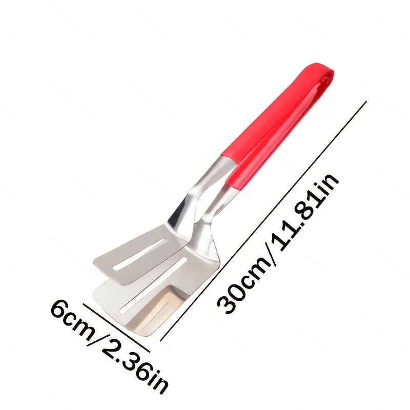 E-shop Großer Edelstahl Grillclip, Fischspatel, Metall-Lebensmittelclip mit rutschfestem, komfortablem Griff, geeignet zum Wenden von Fisch, Eiern,