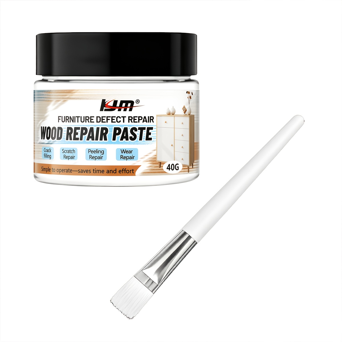 TEMU Pâte de réparation pour rayures sur bois blanc, type à séchage rapide, rapidement et une réparation d' pour . pour les . Type . Remplissage