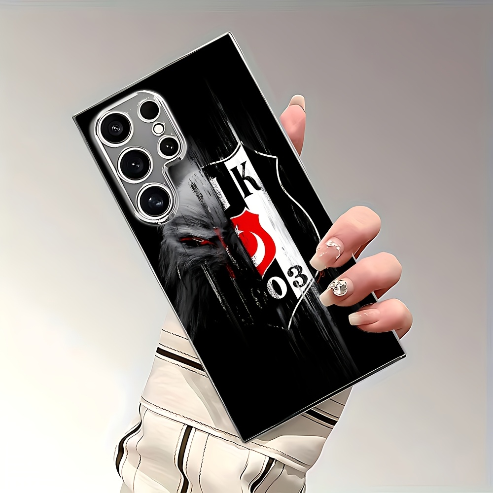 TEMU Fashion Besiktas Bjk Phone Case Compatible With Galaxy S25 S24 S23 S22 S21 S20 Fe 4g 5g, Anti-drop Tempered Glass Back Cover