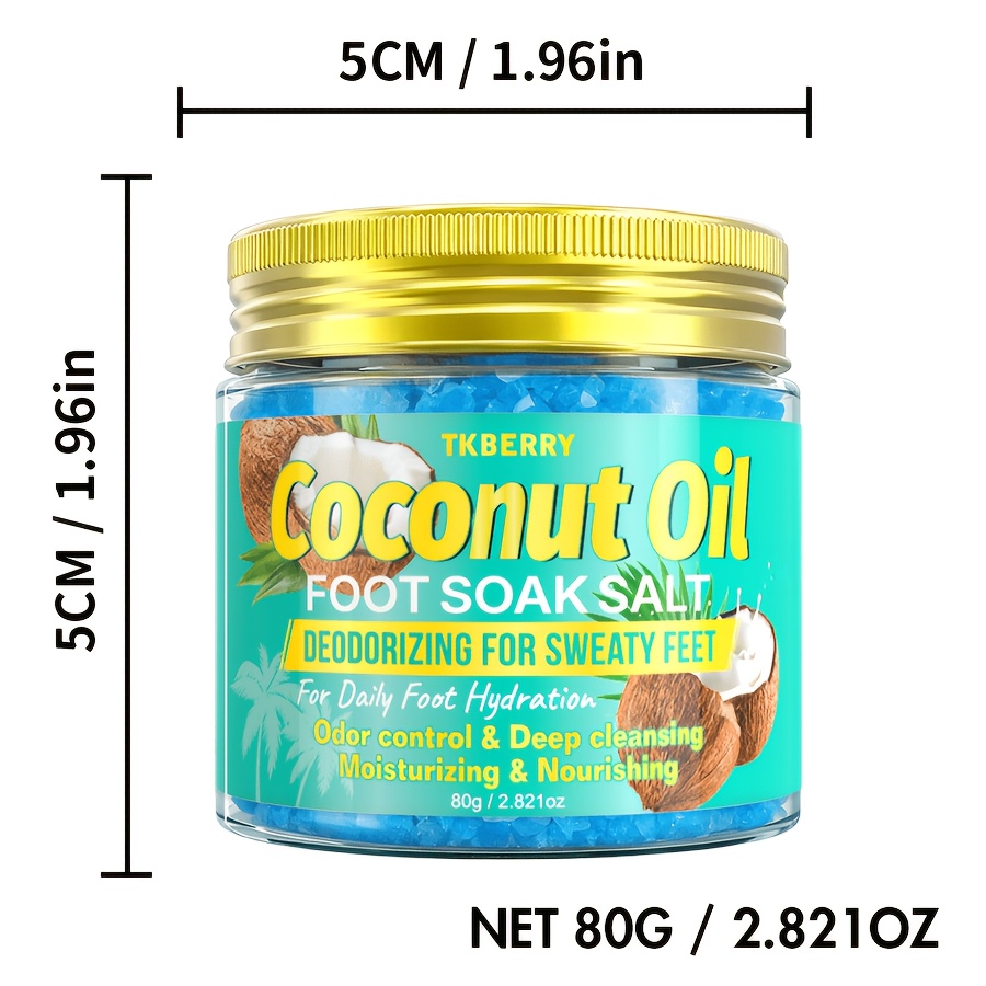 Image of Coconut Oil Foot Bath Salt, Deep Cleansing, Deep Cleansing Foot Soak For Dry/ , Moisturizing Heels - 20-min Soak For Dry Feet, Post-exercise & Bedtime Routine, Foot Soak Bath, Foot Care, Long-lasting
