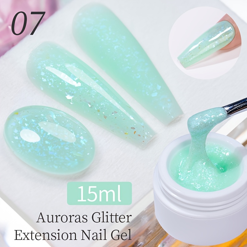 Image of Awstorg 15ml Aurora Glitter Extension Nail Gel Polish Building Varnish Soak Off Semi-permanent Led Gel Manicure