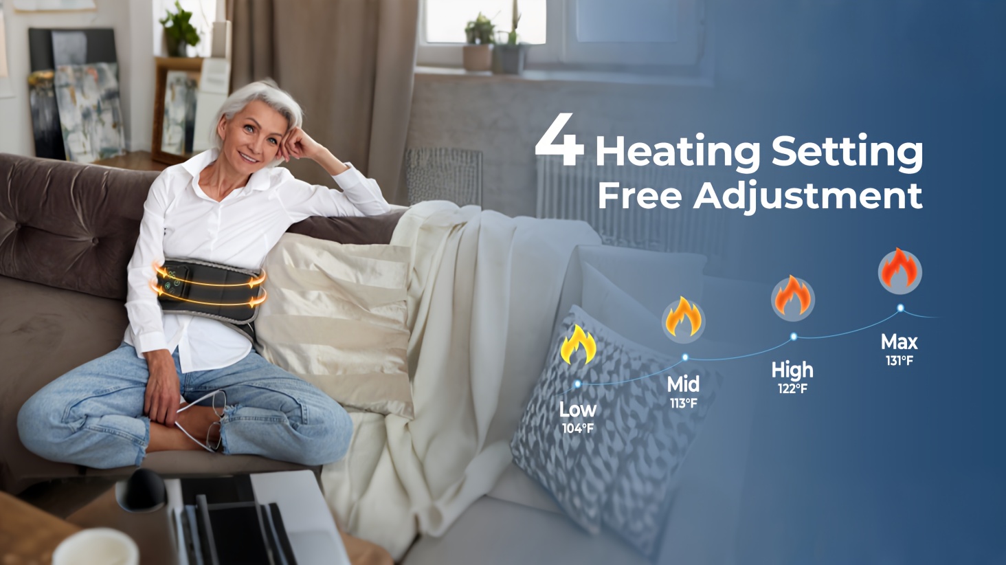 automatic pressure back massager cordless heated portable heating pad usb charging back heater with 3 vibration and   adjustable strap fits all   lightweight portable daily use heated back belt gifts for family men women Product details 2
