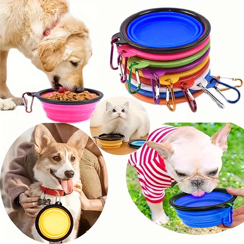 

Portable Plastic Dog Travel Bowl, Collapsible Dog Folding Food Bowl Water Dish Bowl With Clip For Walking Hiking Travel