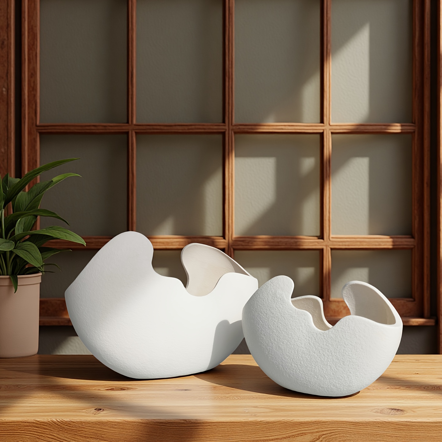 A Set of Two Ceramic Decorative Vases, Pure White in Two Sizes, Suitable for Tabletop Decoration, Home Decor, Office Decor, Wedding Venue Decoration, Party Decoration, Holiday Gifts, And Birthday Presents
