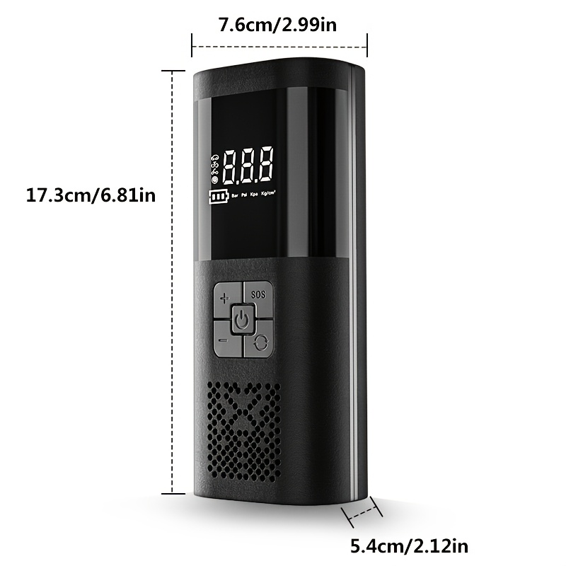 Portable Tire Inflator Air Compressor 150 PSI with Pressure Gauge, LED, Cordless Pump for Cars, Motorcycles, Bicycles, and Balls, Black or Y