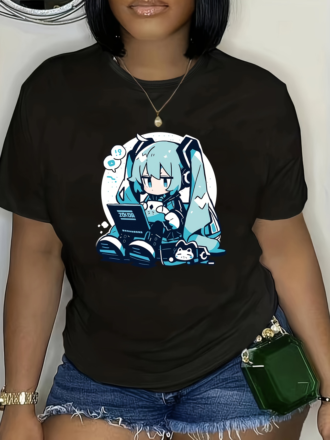 Miku. Manga / anime linda chica' Sudadera con capucha para mujer