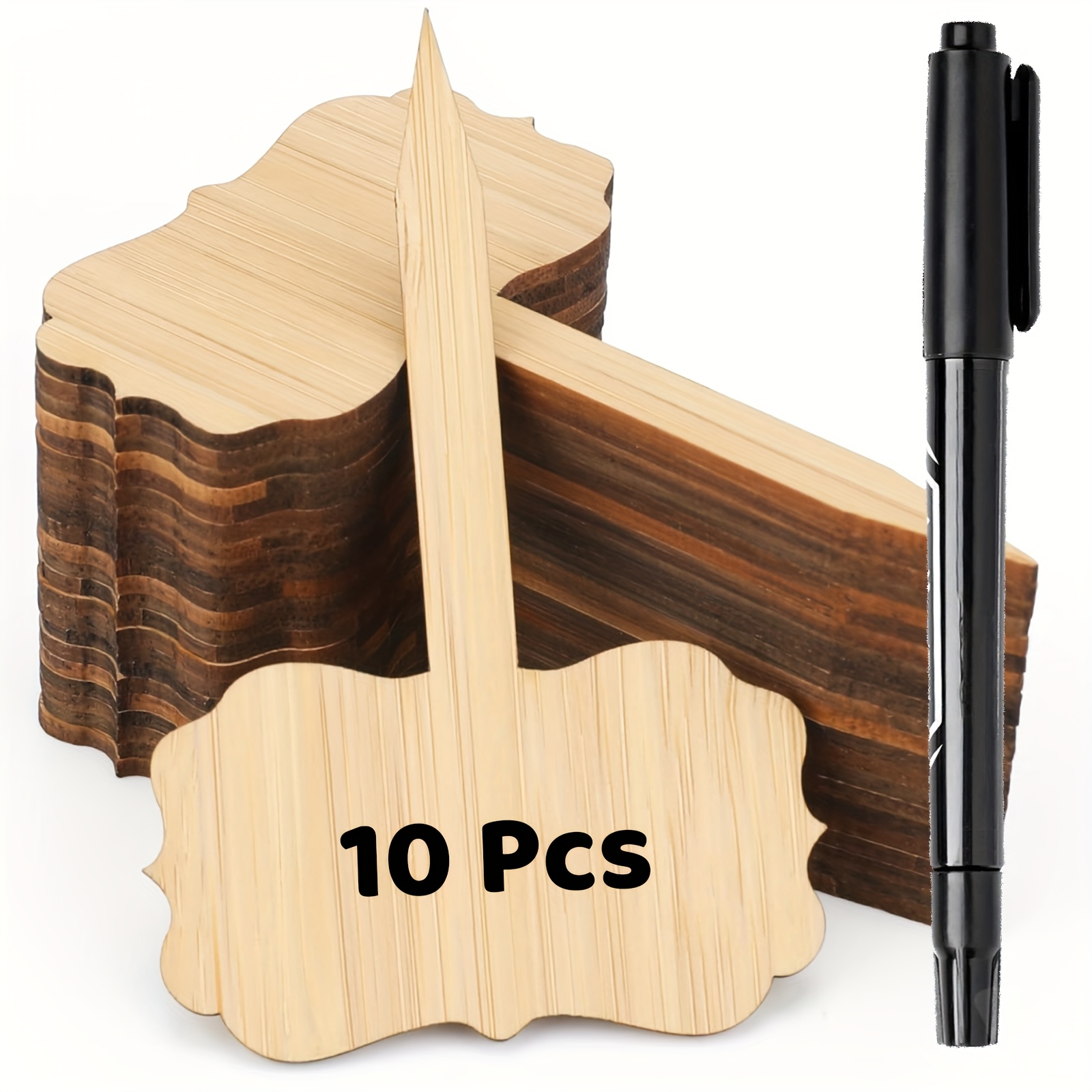 Image of 10/ Labels With 1 Marker Pen, Classification Or Growth Record Labels, T-shaped Labels, Suitable For Potted Flower And Vegetable Marking Labels