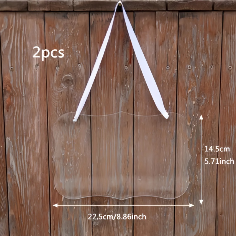 Image of 2d Flat, 2pcs Diy Wedding Pendant Acrylic Plate, Clear Table Chair Sign, Transparent Wedding Hanging Sign, Wedding Home Party Decoration Hanging Sign